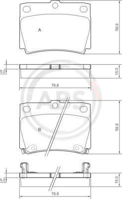 A.B.S. 37284 - Комплект спирачно феродо, дискови спирачки vvparts.bg