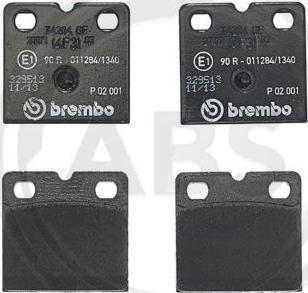 A.B.S. P02001 - Комплект феродо за накладки, дискова ръчна спирачка vvparts.bg