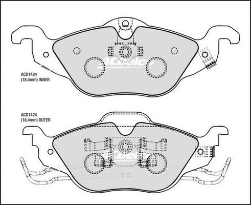 ACDelco ACD1424 - Комплект спирачно феродо, дискови спирачки vvparts.bg