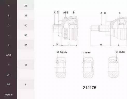 Acemark 214175 - Каре комплект, полуоска vvparts.bg