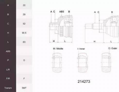 Acemark 214273 - Каре комплект, полуоска vvparts.bg