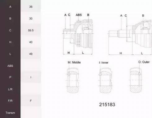 Acemark 215183 - Каре комплект, полуоска vvparts.bg