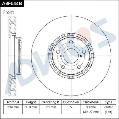 Advics A6F544B - Спирачен диск vvparts.bg