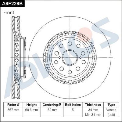 Advics A6F226B - Спирачен диск vvparts.bg