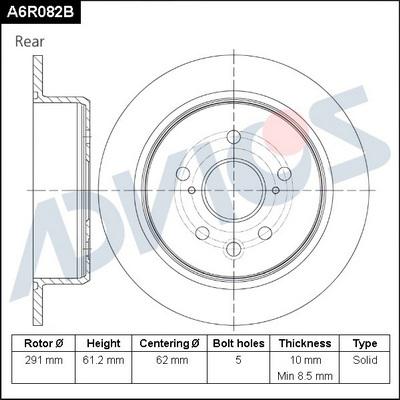 Advics A6R082B - Спирачен диск vvparts.bg