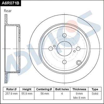 Advics A6R071B - Спирачен диск vvparts.bg
