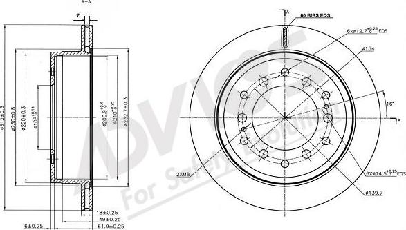 Advics A6R161B - Спирачен диск vvparts.bg