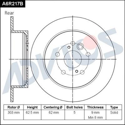 Advics A6R217B - Спирачен диск vvparts.bg