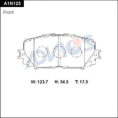 Advics A1N123 - Комплект спирачно феродо, дискови спирачки vvparts.bg