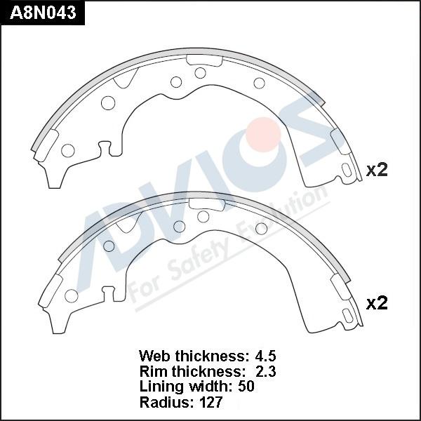 Advics A8N043 - Комплект спирачна челюст vvparts.bg