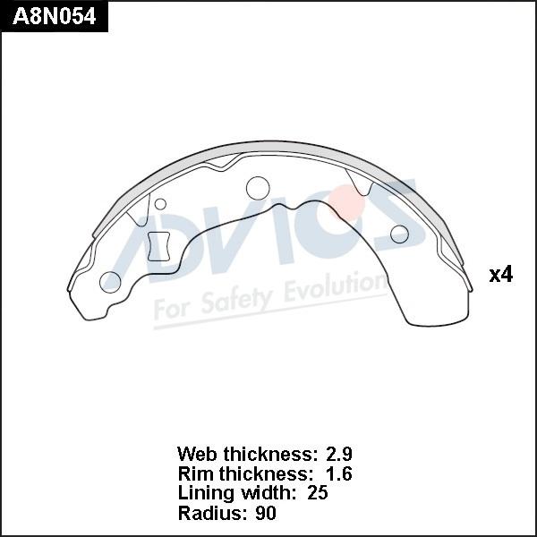 Advics A8N054 - Комплект спирачна челюст vvparts.bg