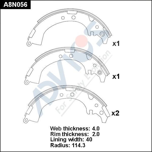 Advics A8N056 - Комплект спирачна челюст vvparts.bg