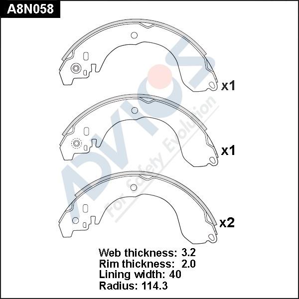 Advics A8N058 - Комплект спирачна челюст vvparts.bg