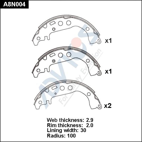 Advics A8N004 - Комплект спирачна челюст vvparts.bg