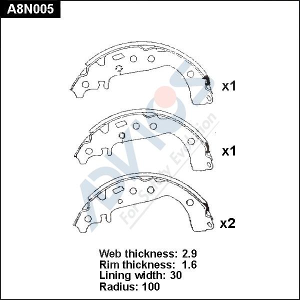 Advics A8N005 - Комплект спирачна челюст vvparts.bg