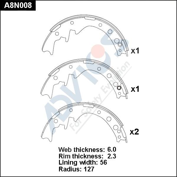 Advics A8N008 - Комплект спирачна челюст vvparts.bg