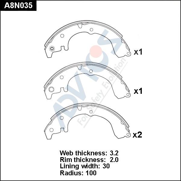 Advics A8N035 - Комплект спирачна челюст vvparts.bg