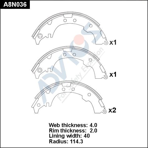 Advics A8N036 - Комплект спирачна челюст vvparts.bg