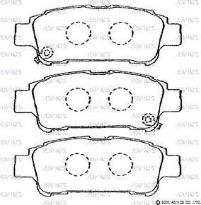 Advics A2N069 - Комплект спирачно феродо, дискови спирачки vvparts.bg