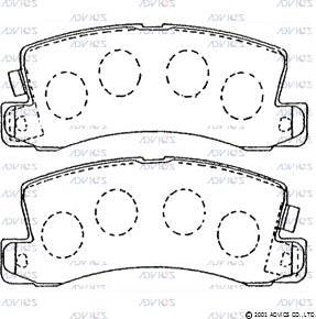 Advics A2N081 - Комплект спирачно феродо, дискови спирачки vvparts.bg