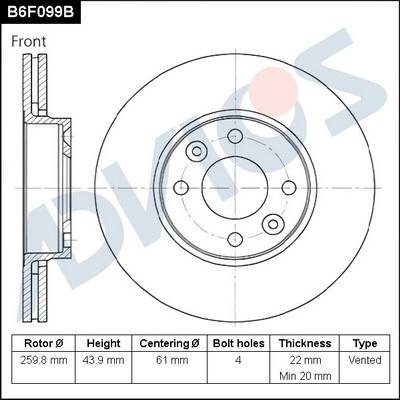 Advics B6F099B - Спирачен диск vvparts.bg