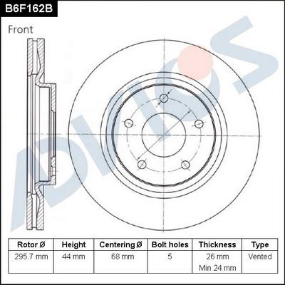 Advics B6F162B - Спирачен диск vvparts.bg