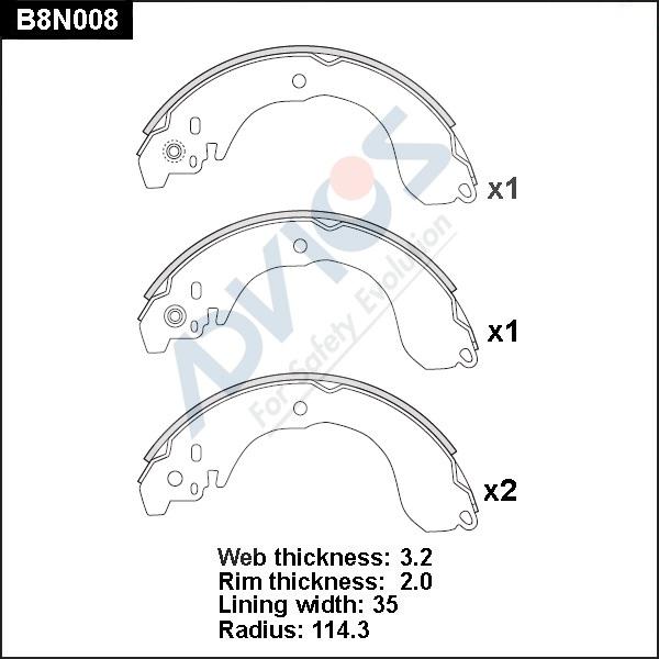 Advics B8N008 - Комплект спирачна челюст vvparts.bg