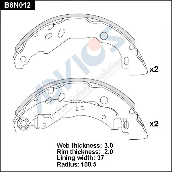 Advics B8N012 - Комплект спирачна челюст vvparts.bg