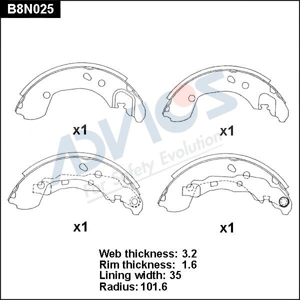 Advics B8N025 - Комплект спирачна челюст vvparts.bg