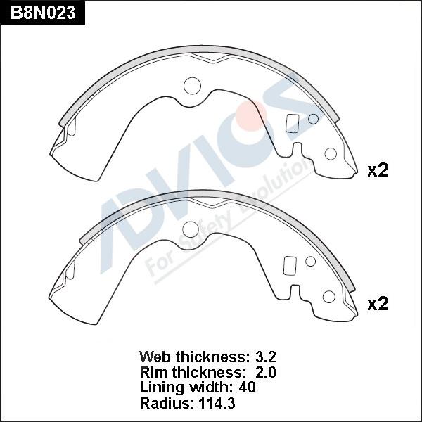 Advics B8N023 - Комплект спирачна челюст vvparts.bg