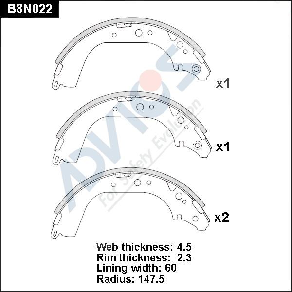 Advics B8N022 - Комплект спирачна челюст vvparts.bg