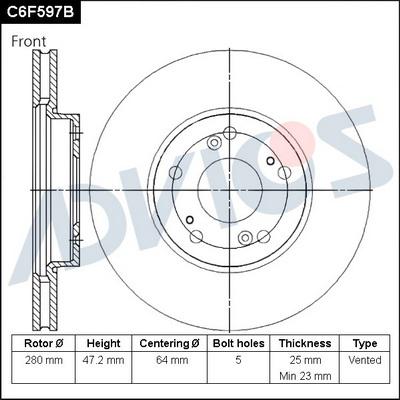 Advics C6F597B - Спирачен диск vvparts.bg