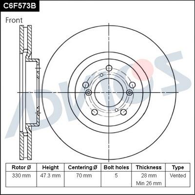 Advics C6F573B - Спирачен диск vvparts.bg