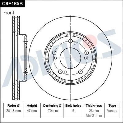 Advics C6F165B - Спирачен диск vvparts.bg