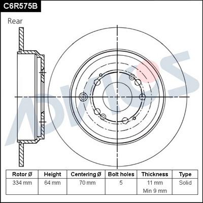 Advics C6R575B - Спирачен диск vvparts.bg