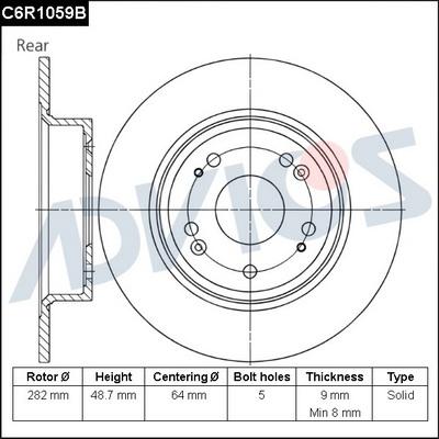 Advics C6R1059B - Спирачен диск vvparts.bg