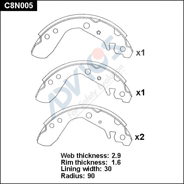 Advics C8N005 - Комплект спирачна челюст vvparts.bg