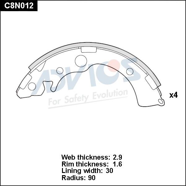 Advics C8N012 - Комплект спирачна челюст vvparts.bg