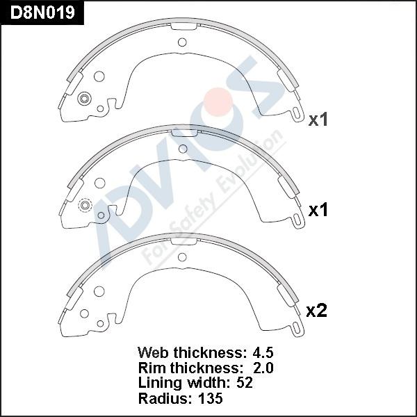 Advics D8N019 - Комплект спирачна челюст vvparts.bg