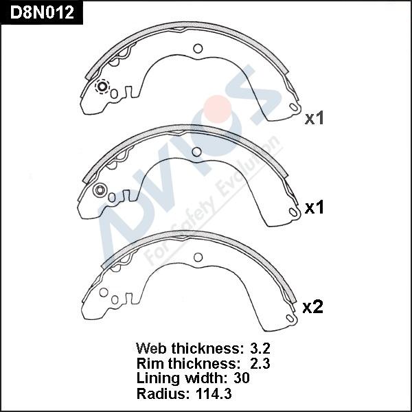 Advics D8N012 - Комплект спирачна челюст vvparts.bg