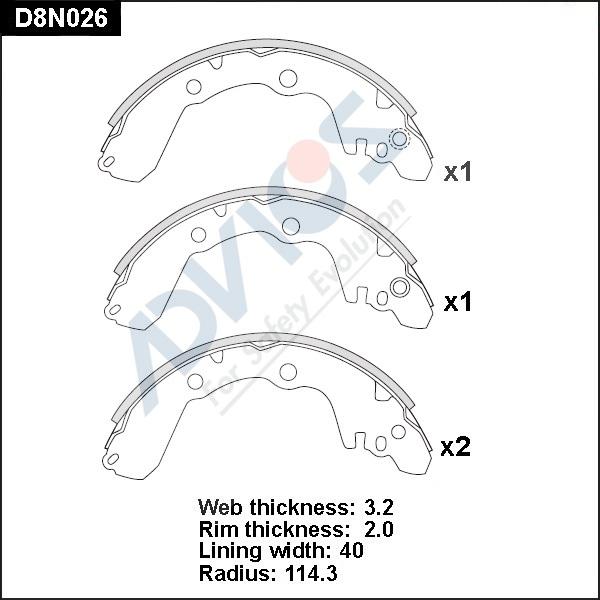 Advics D8N026 - Комплект спирачна челюст vvparts.bg