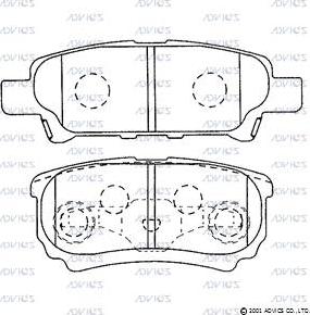 Advics D2N049 - Комплект спирачно феродо, дискови спирачки vvparts.bg