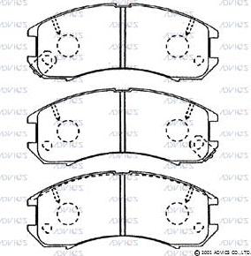 Advics E1N035 - Комплект спирачно феродо, дискови спирачки vvparts.bg