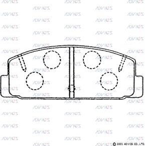 Advics E2N033 - Комплект спирачно феродо, дискови спирачки vvparts.bg