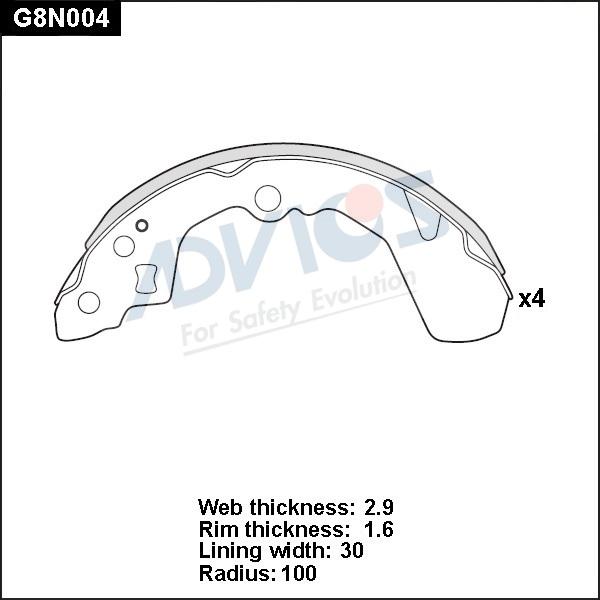 Advics G8N004 - Комплект спирачна челюст vvparts.bg