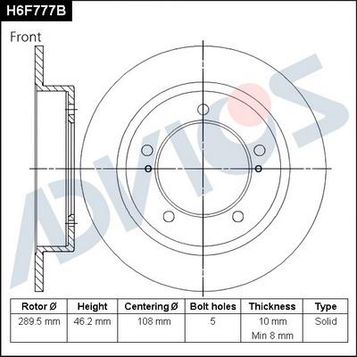 Advics H6F777B - Спирачен диск vvparts.bg