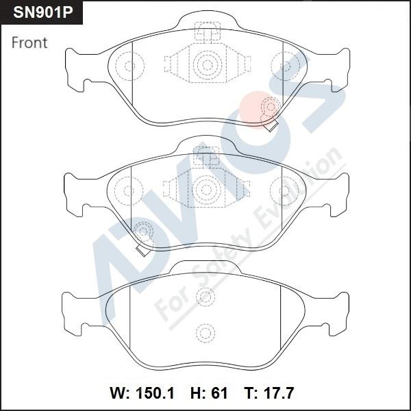 Advics SN901P - Комплект спирачно феродо, дискови спирачки vvparts.bg