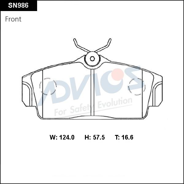 Advics SN986 - Комплект спирачно феродо, дискови спирачки vvparts.bg