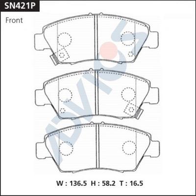 Advics SN421P - Комплект спирачно феродо, дискови спирачки vvparts.bg