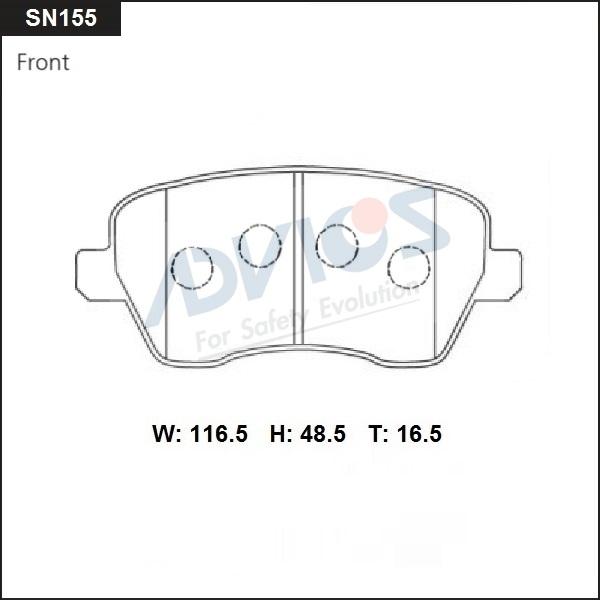 Advics SN155 - Комплект спирачно феродо, дискови спирачки vvparts.bg
